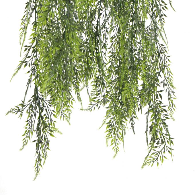 Nearly Natural Hanging Fern Basket with faux Moss and long draping faux ferns