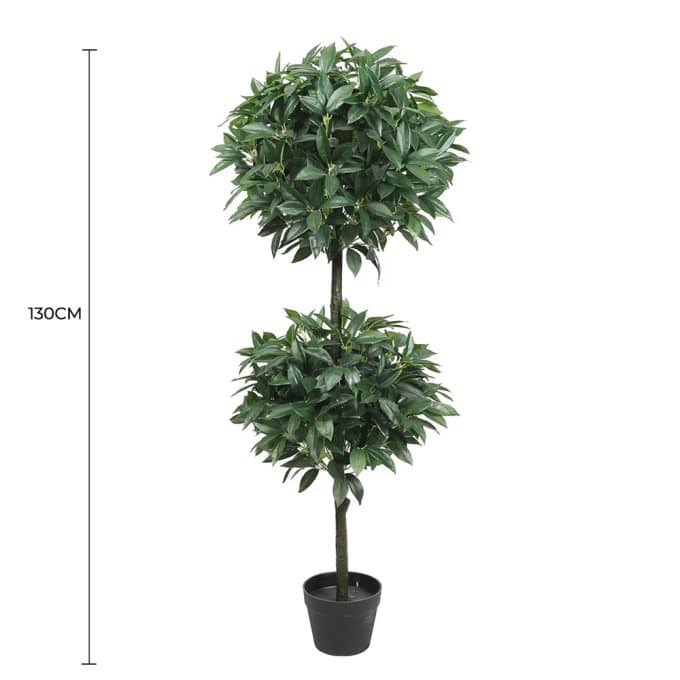 Artificial Bayleaf Ficus Topiary Tree Two Ball Potted Topiary 130cm