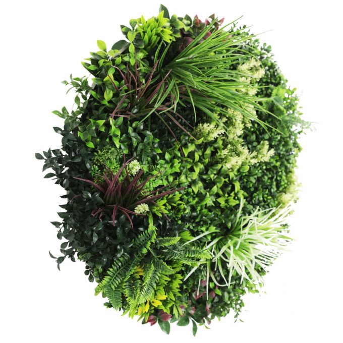 Disc View Slimline Artificial Green Wall Disc White Colour Fresh Disc 80cm