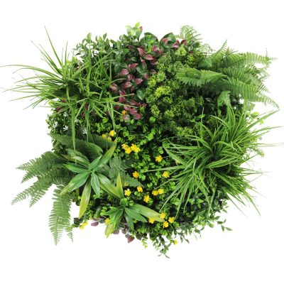 Frame and Leaf View Slimline Artificial Green Wall Disc White Country Fern Disc 60cm