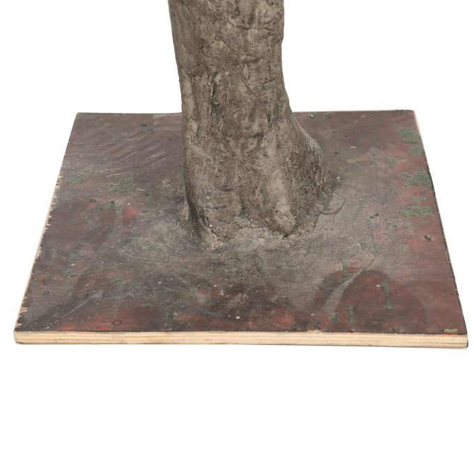 Large Artificial Olive Tree with Metal Plate and Faux Olives attached to the tree close up faux olives base plate