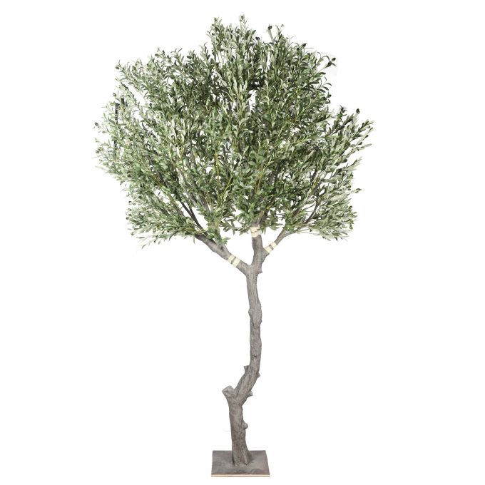 Large Artificial Olive Tree with Metal Plate and Faux Olives attached to the tree
