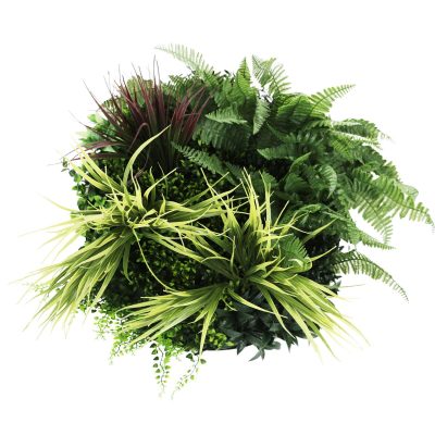 Side View of Disc Slimline Artificial Green Wall Disc White Grassy Fern Disc 80cm