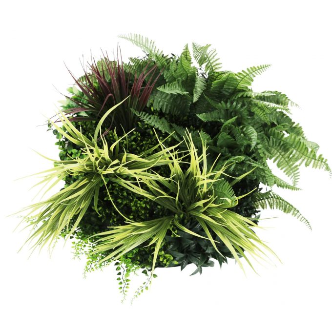 Side View of Disc Slimline Artificial Green Wall Disc White Grassy Fern Disc 80cm