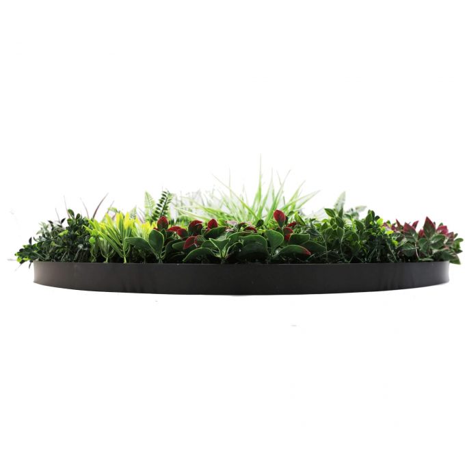 UV Resistant Slimline Artificial Green Wall Disc Black 100cm Colour Fresh Wall Art Side Profile
