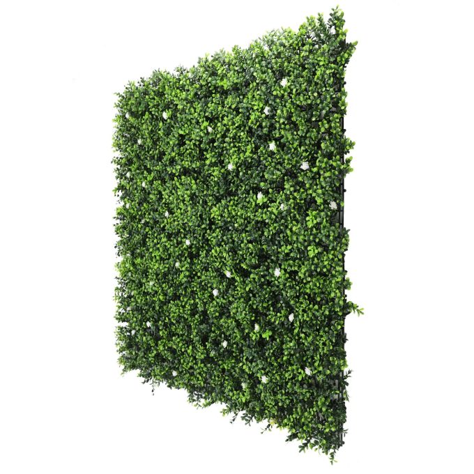Side View Artificial Buxus Hedge Panels with Flower Flowering Artificial Green Walls