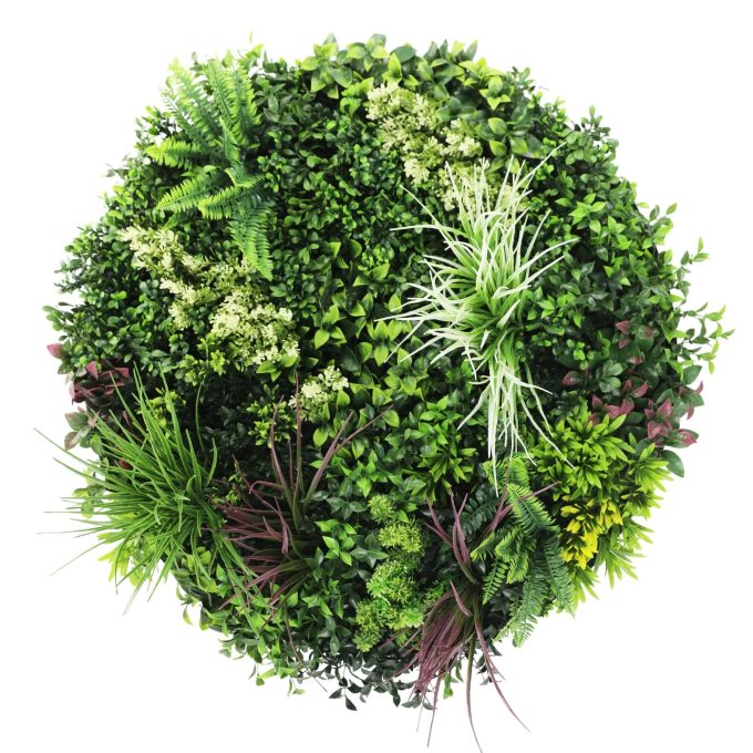 Slimline Artificial Green Wall Disc Art 80cm Colour Fresh UV Resistant Black Frame