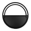 Floating Half Moon Semi Circle Metal Wall Planter Onyx Black 35cm Back of Planter