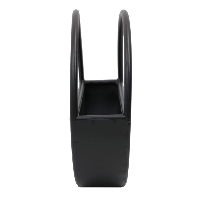 Premium Floating Half Moon Semi Circle Metal Wall Planter Onyx Black 35cm End of Planter