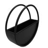 Premium Floating Half Moon Semi Circle Metal Wall Planter Onyx Black 35cm Side of Planter