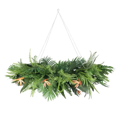 Hanging Artificial Flower Arrangement with Bird of Paradise Flower
