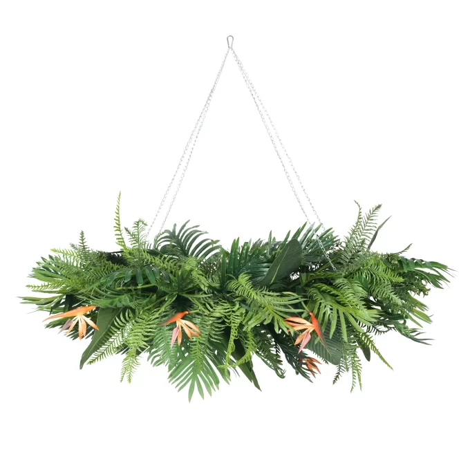 Hanging Artificial Flower Arrangement with Bird of Paradise Flower
