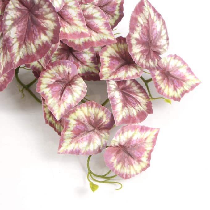 Hanging Artificial Red Variegated Tropical Ginger Plant Fake Red Plant Leaves Bush