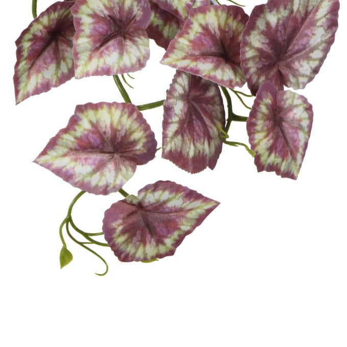 Hanging Artificial Red Vareigated Tropical Ginger Plant Fake Red Plant Leaves Trailing Faux Plant