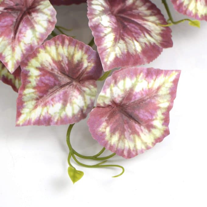 Hanging Artificial Red Variegated Tropical Ginger Plant with Artificial Leaves and Stem
