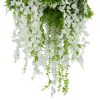 Modern Wall Art with Hanging Artificial Plants and a Silver Metal Frame Designed