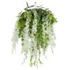 Modern Wall Art with Hanging Artificial Plants and a Silver Metal Frame Designed Hanging Wisteria Arrangement