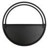 Premium Floating Half Moon Semi Circle Metal Wall Planter Onyx Black 45cm back