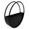Premium Floating Half Moon Semi Circle Metal Wall Planter Onyx Black 45cm potted plants