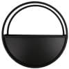 Premium Floating Half Moon Semi Circle Metal Wall Planter Onyx Black 45cm potted plants front view