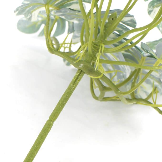 Stem of Artificial White & Green Monstera Albo Variegata 45cm Mixed White and Green Philodendron Plant