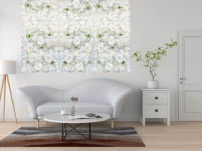white artificial flower wall