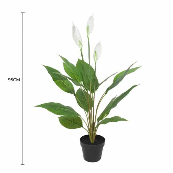 Artificial Flowering White Peace Lily Calla Lily 95cm