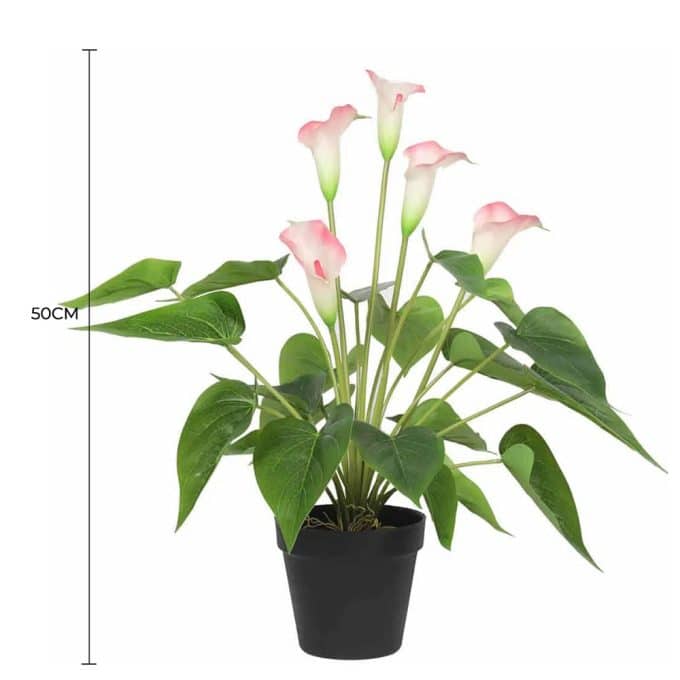 Artificial Flowering White & Pink Peace Lily Calla Lily Plant 50cm