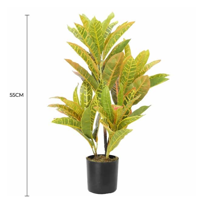 Artificial Potted Flaming Zebra (Codiaeum Variegatum Crotons) 55cm