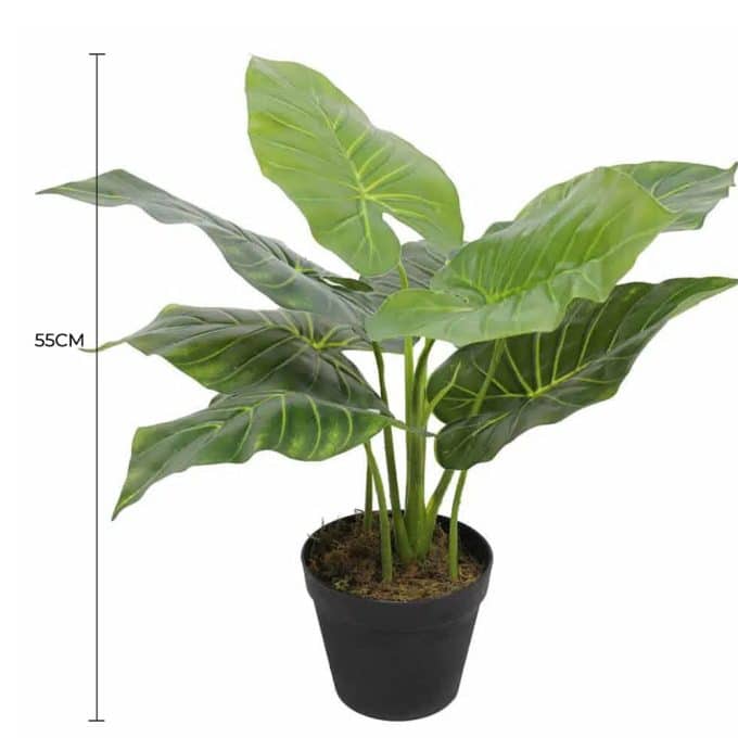 Artificial Potted Taro Plant Elephant Ear 55cm