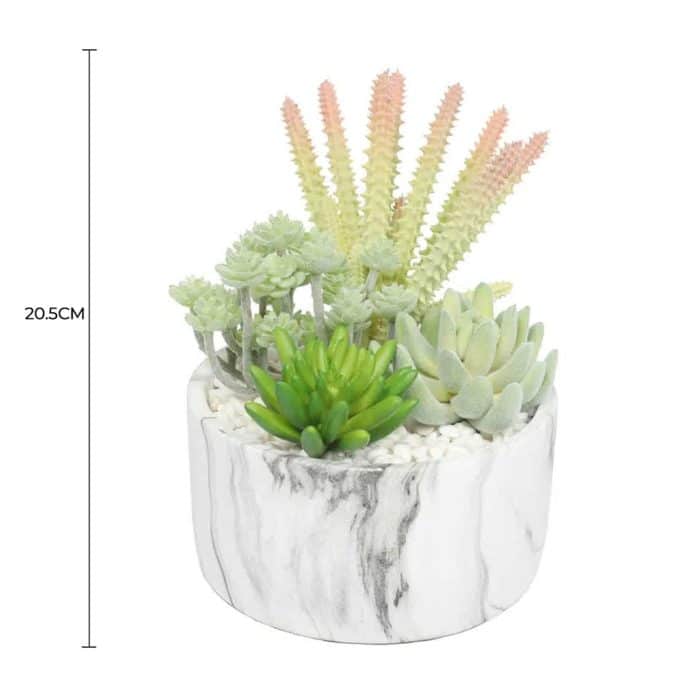 Potted Artificial Succulent Bowl With Marble Pot 20