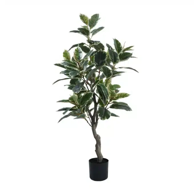 Artificial Ficus Tree / Faux Rubber Plant Potted Side VIew