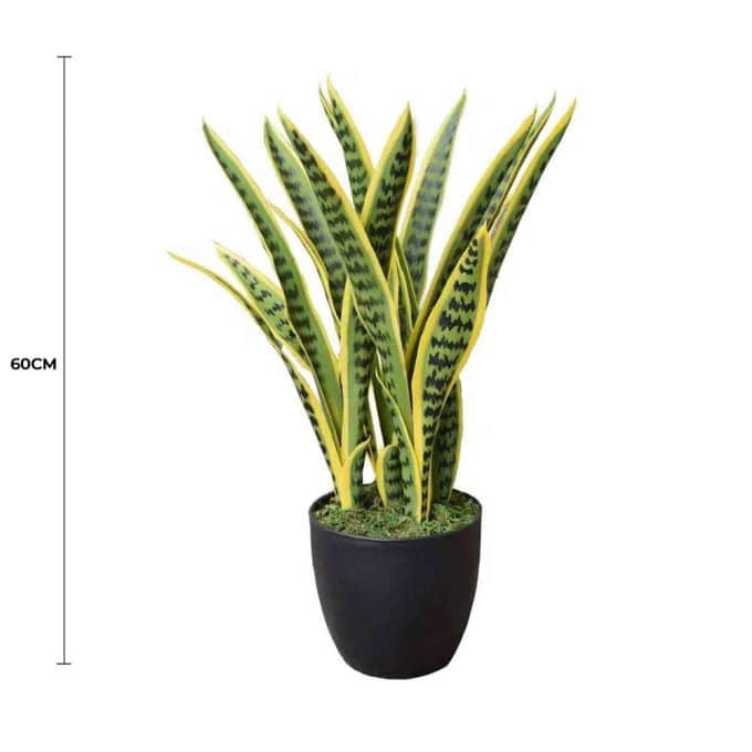Artificial Mother In Law Tongue Yellow Tongue Sansevieria UV Resistant 60CM