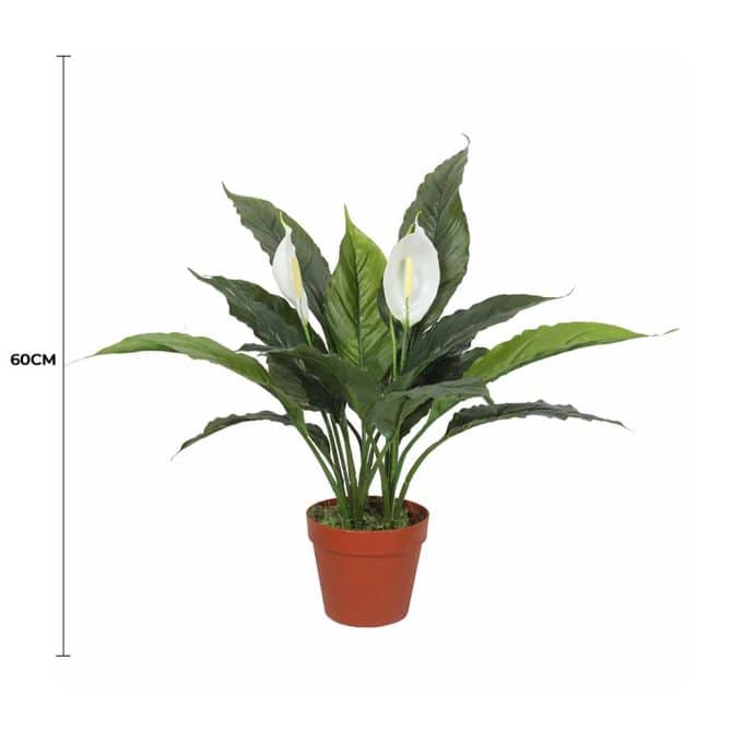 Artificial Spathiphyllum Peace Lily Plant With White Flowers 60cm