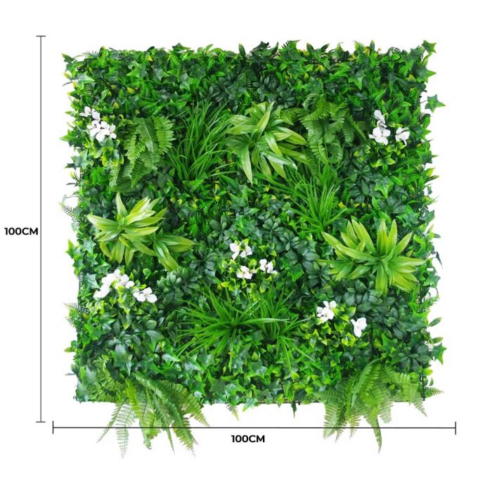Luxury Snowy White Vertical Garden Green Wall UV Resistant 100cm X 100cm