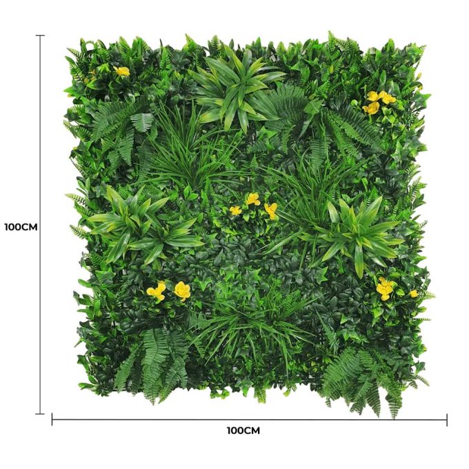 Yellow Rose Vertical Garden Green Wall UV Resistant 100cm X 100cm