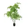 Overhead view of the artificial bamboo plant's canopy, with an intricate array of green leaves