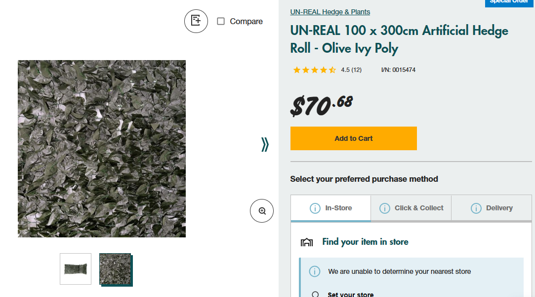 Artificial ivy Rolls