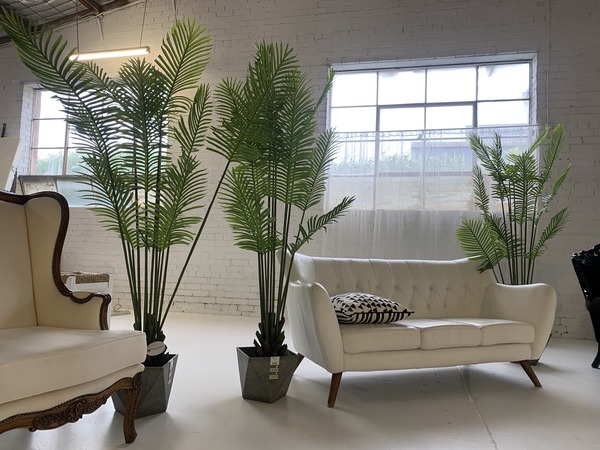 indoor planters with artificial trees