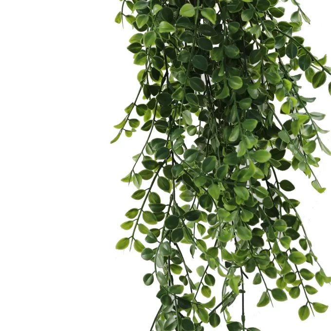 Hanging Artificial Pearls Mixed Green Hanging Leaves Side View
