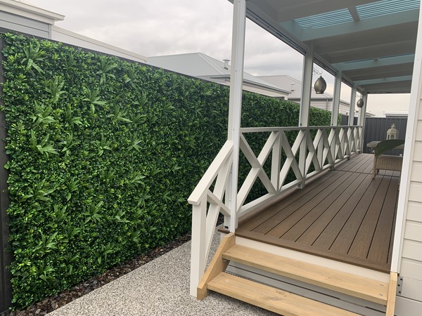 finished fake vertical garden on fence