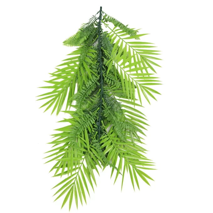 Artificial Bright Palm and Fern Hanging Plant Vine Back View