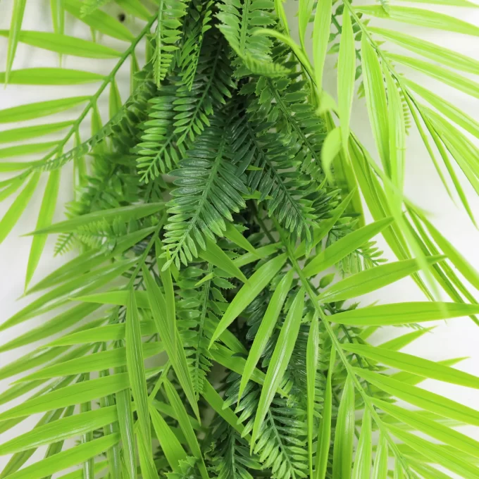 Artificial Bright Palm and Fern Hanging Plant Vine faux palm leaves
