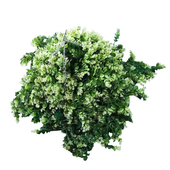Artificial-Flowering-Evergreen-Hanging-Basket-UV-Protected-Draping-Foliage