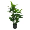Premium Artificial Cordyline Fructicosa Green Ti Plant 90cm Side View