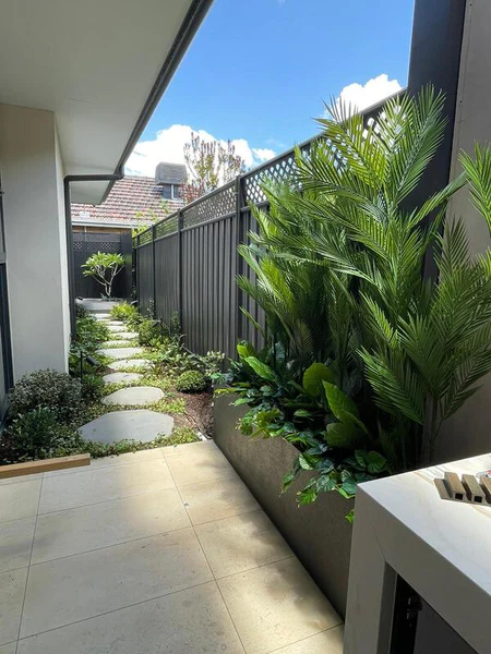 planting artificial trees and flowers