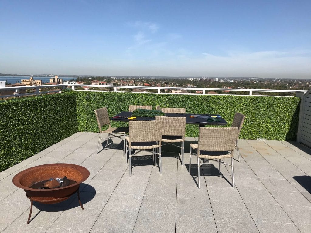 After Balcony With Artificial Boxwood Privacy Hedges Designer