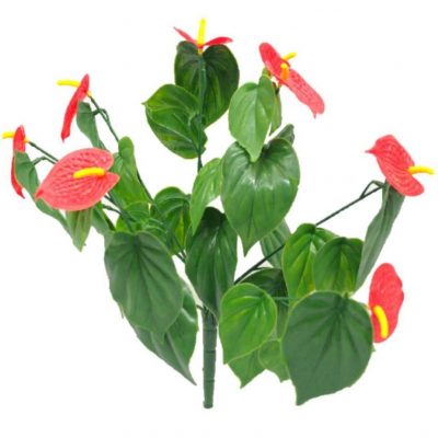 Artificial Plant-Red Anthurium Stem UV Resistant 35cm