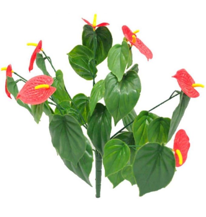Artificial Plant-Red Anthurium Stem UV Resistant 35cm