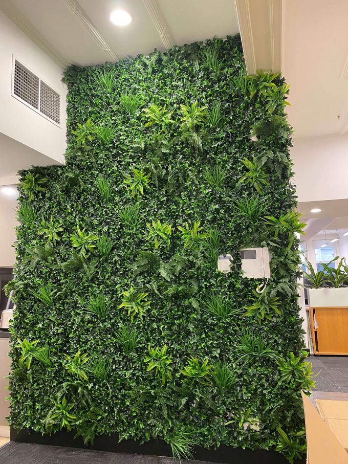 Sydney office fit out with artificial plant wall